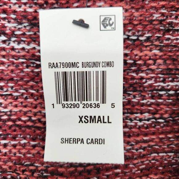 Crave Fame Sherpa Cardi Burgundy combo hooded cardigan soft X Small new - Picture 6 of 7
